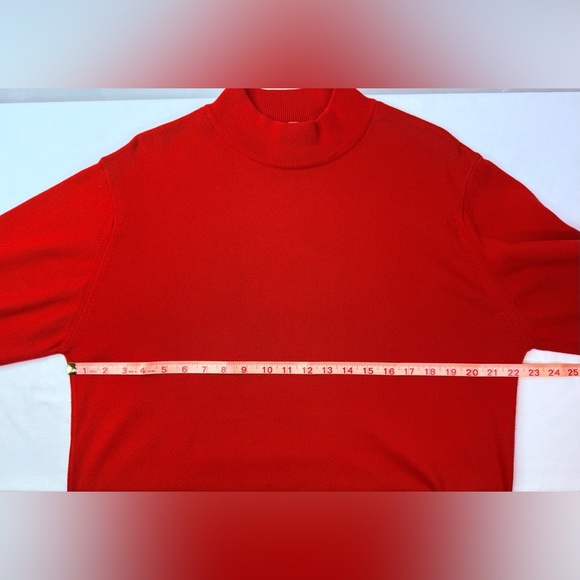 Talbots Vibrant Red Cotton Mock Turtleneck Sweater Size Large - Picture 5 of 6